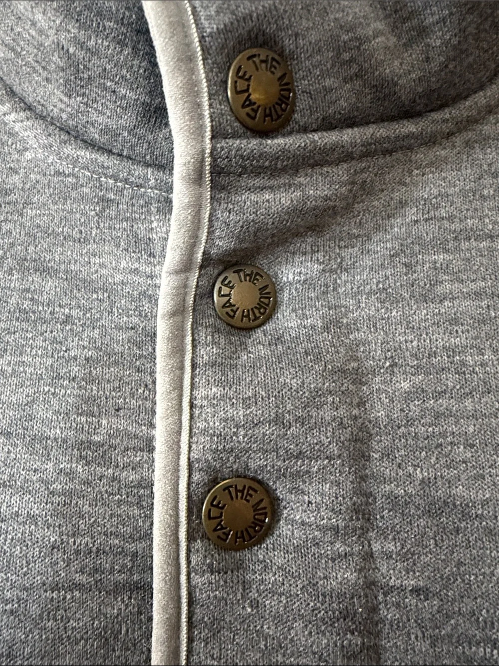 The North Face Heather Gray Snap-Button Fleece Pullover